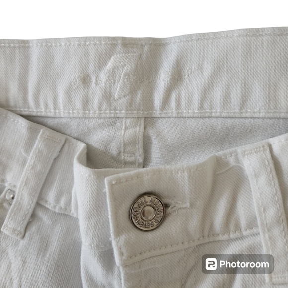 7 For All Mankind Cuffed Lowrise Jean Short White 26 - Picture 3 of 5